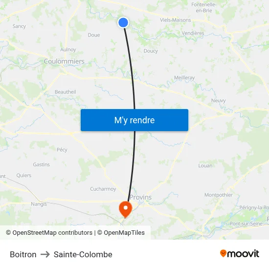 Boitron to Sainte-Colombe map