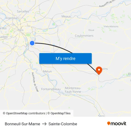 Bonneuil-Sur-Marne to Sainte-Colombe map