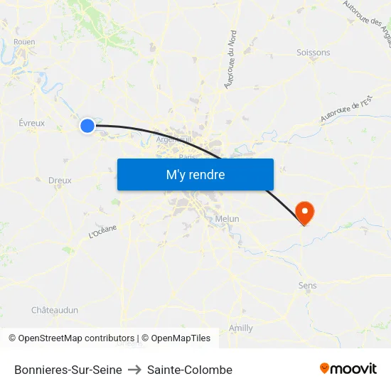 Bonnieres-Sur-Seine to Sainte-Colombe map