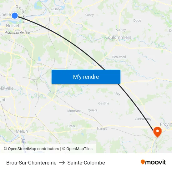 Brou-Sur-Chantereine to Sainte-Colombe map