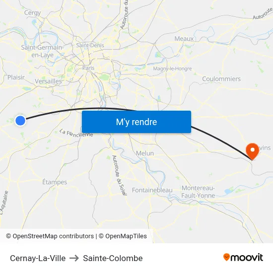 Cernay-La-Ville to Sainte-Colombe map