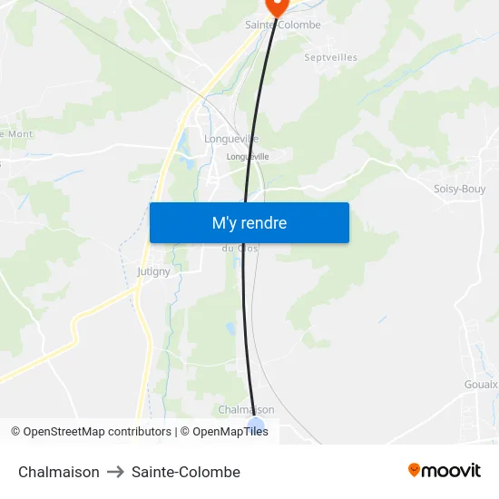 Chalmaison to Sainte-Colombe map