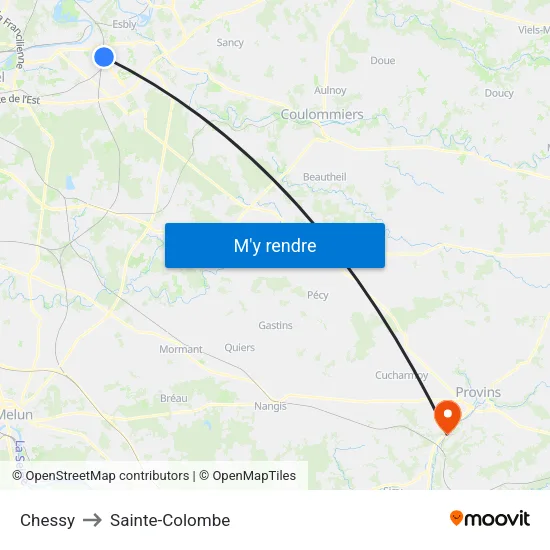 Chessy to Sainte-Colombe map