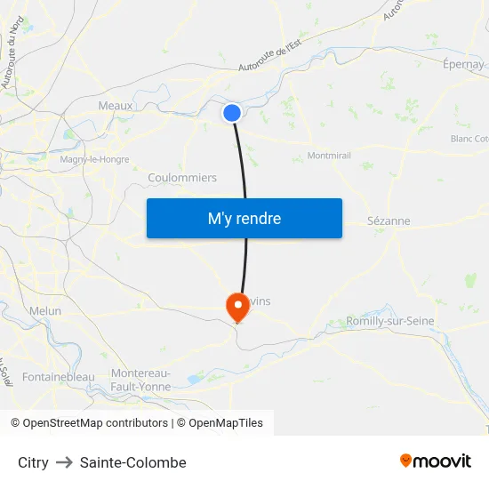 Citry to Sainte-Colombe map