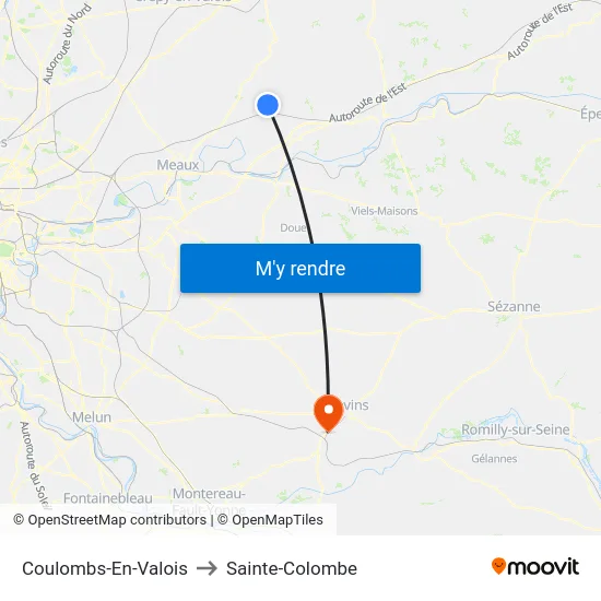 Coulombs-En-Valois to Sainte-Colombe map
