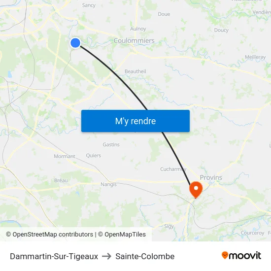Dammartin-Sur-Tigeaux to Sainte-Colombe map