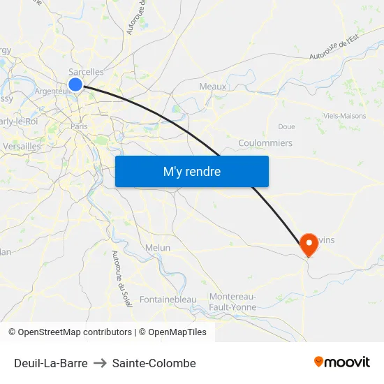 Deuil-La-Barre to Sainte-Colombe map