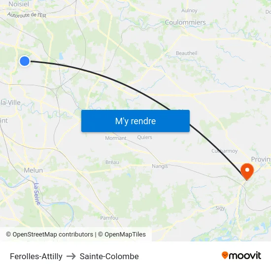 Ferolles-Attilly to Sainte-Colombe map