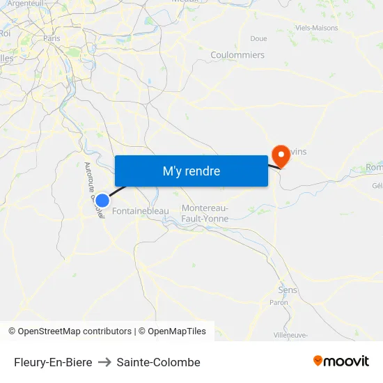Fleury-En-Biere to Sainte-Colombe map