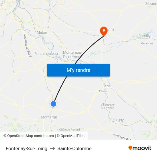 Fontenay-Sur-Loing to Sainte-Colombe map