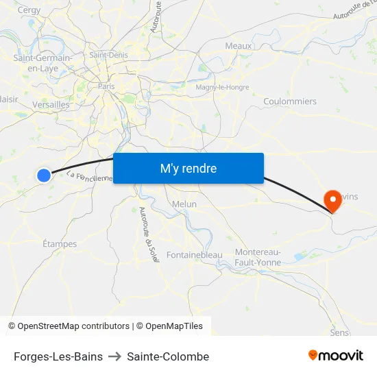 Forges-Les-Bains to Sainte-Colombe map