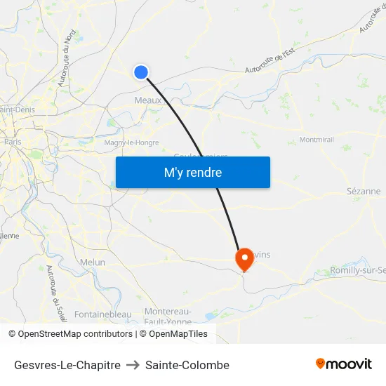 Gesvres-Le-Chapitre to Sainte-Colombe map