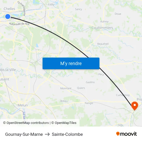 Gournay-Sur-Marne to Sainte-Colombe map