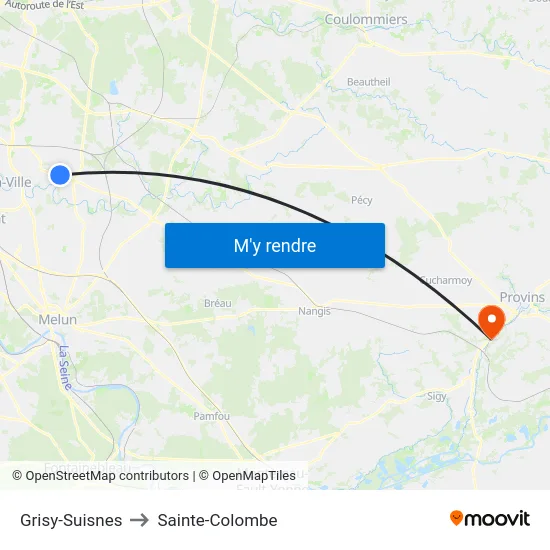 Grisy-Suisnes to Sainte-Colombe map