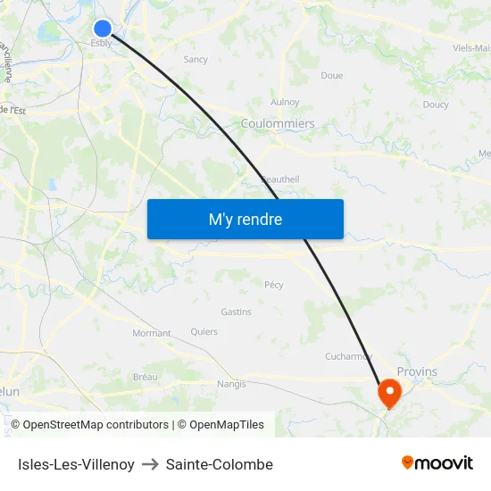 Isles-Les-Villenoy to Sainte-Colombe map
