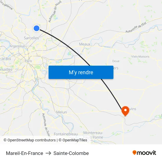 Mareil-En-France to Sainte-Colombe map