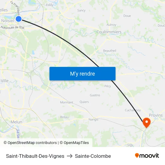 Saint-Thibault-Des-Vignes to Sainte-Colombe map