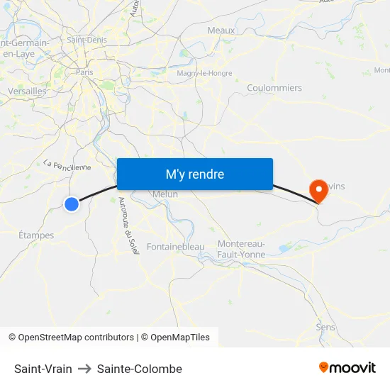 Saint-Vrain to Sainte-Colombe map