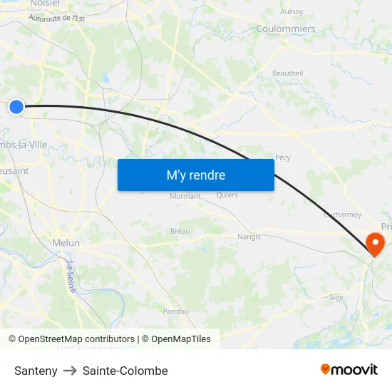 Santeny to Sainte-Colombe map