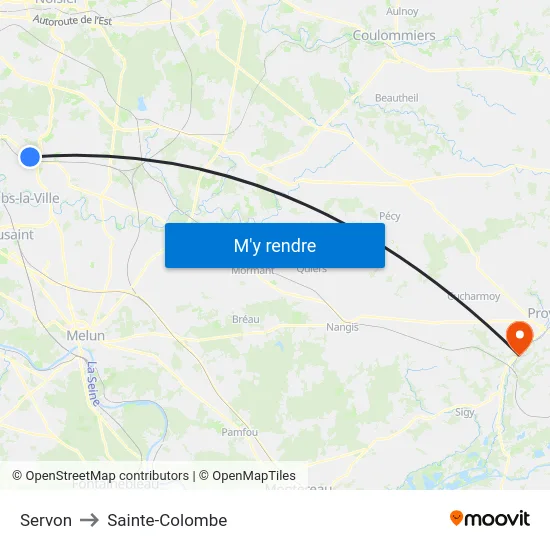 Servon to Sainte-Colombe map