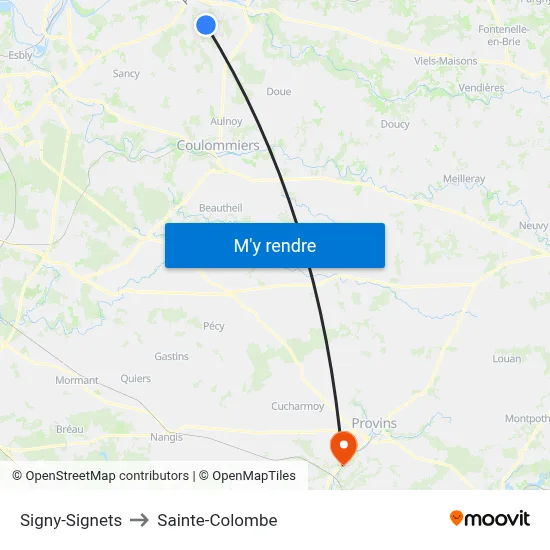 Signy-Signets to Sainte-Colombe map