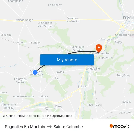 Sognolles-En-Montois to Sainte-Colombe map