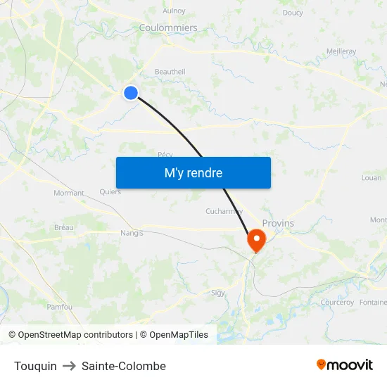 Touquin to Sainte-Colombe map