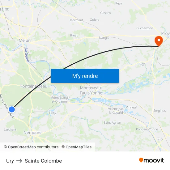 Ury to Sainte-Colombe map
