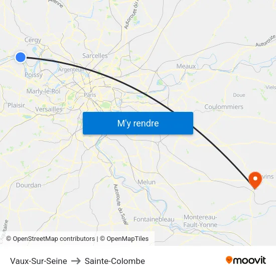 Vaux-Sur-Seine to Sainte-Colombe map