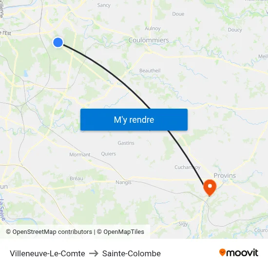 Villeneuve-Le-Comte to Sainte-Colombe map