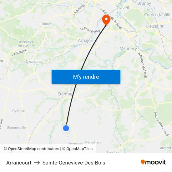 Arrancourt to Sainte-Genevieve-Des-Bois map