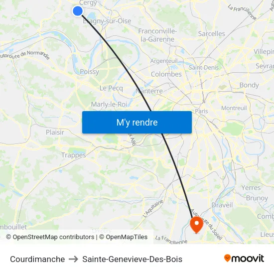 Courdimanche to Sainte-Genevieve-Des-Bois map