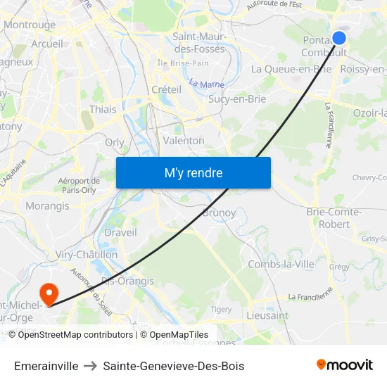 Emerainville to Sainte-Genevieve-Des-Bois map