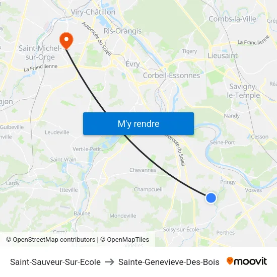 Saint-Sauveur-Sur-Ecole to Sainte-Genevieve-Des-Bois map