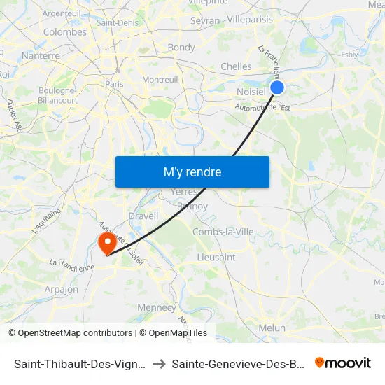Saint-Thibault-Des-Vignes to Sainte-Genevieve-Des-Bois map