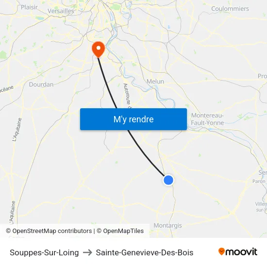 Souppes-Sur-Loing to Sainte-Genevieve-Des-Bois map