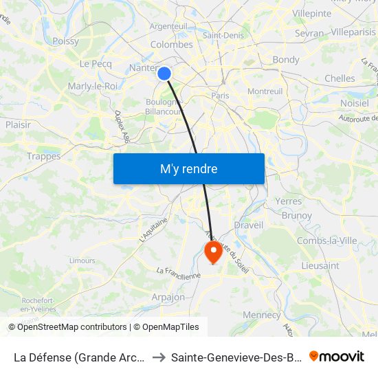 La Défense (Grande Arche) to Sainte-Genevieve-Des-Bois map
