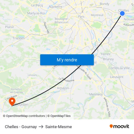 Chelles - Gournay to Sainte-Mesme map
