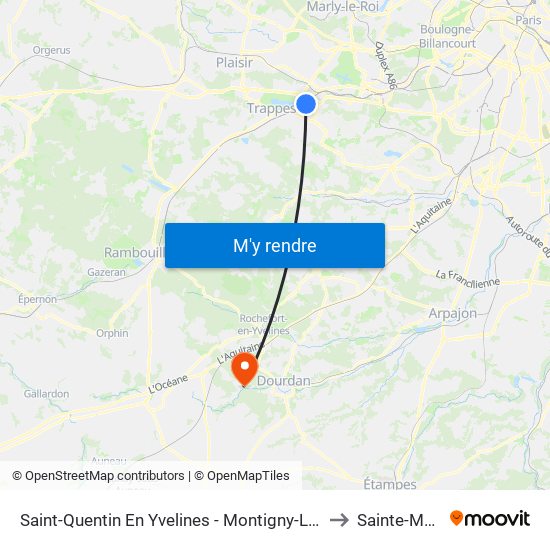 Saint-Quentin En Yvelines - Montigny-Le-Bretonneux to Sainte-Mesme map