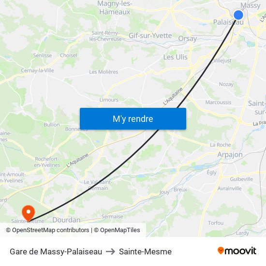 Gare de Massy-Palaiseau to Sainte-Mesme map
