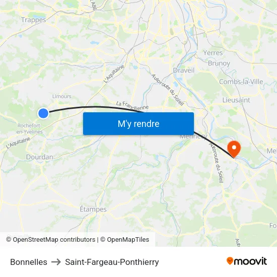 Bonnelles to Saint-Fargeau-Ponthierry map