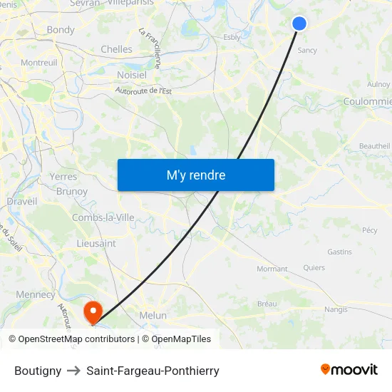 Boutigny to Saint-Fargeau-Ponthierry map