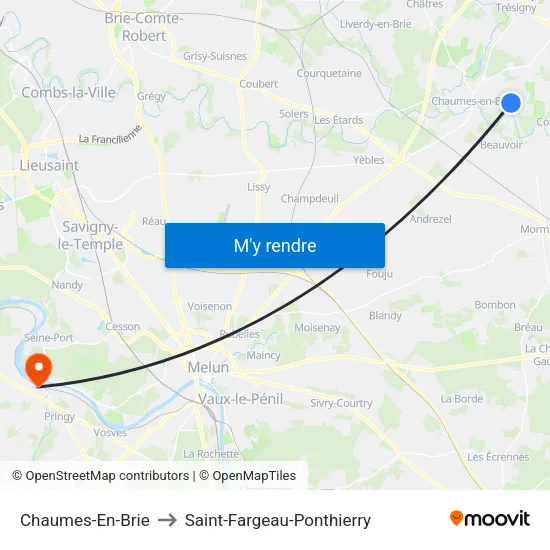 Chaumes-En-Brie to Saint-Fargeau-Ponthierry map