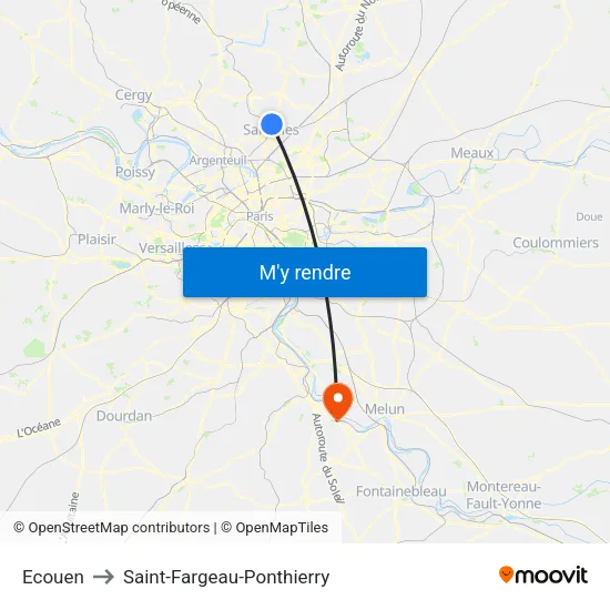 Ecouen to Saint-Fargeau-Ponthierry map