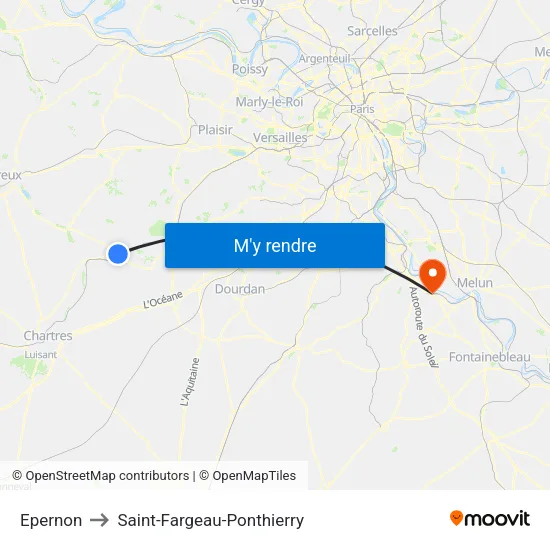 Epernon to Saint-Fargeau-Ponthierry map
