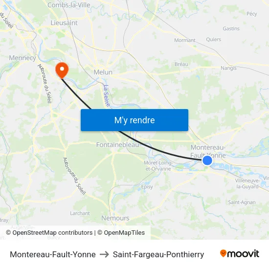 Montereau-Fault-Yonne to Saint-Fargeau-Ponthierry map