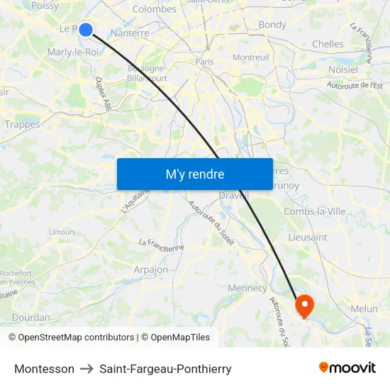Montesson to Saint-Fargeau-Ponthierry map