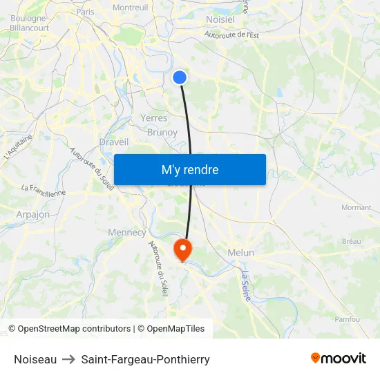 Noiseau to Saint-Fargeau-Ponthierry map
