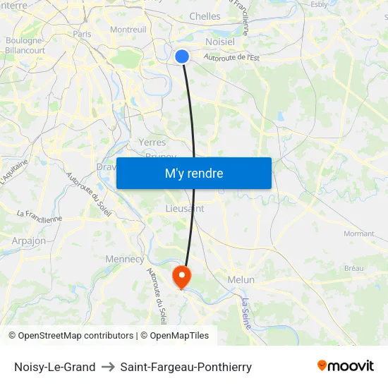 Noisy-Le-Grand to Saint-Fargeau-Ponthierry map