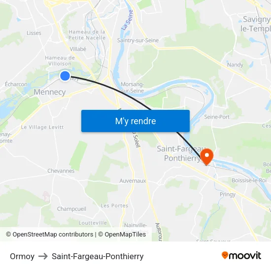 Ormoy to Saint-Fargeau-Ponthierry map